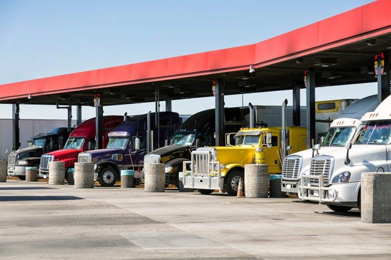 Semi-trucks at Fuel Station